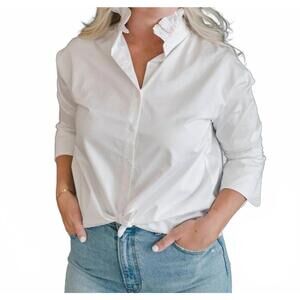 NEW HEIDI HOUSTON long sleeve ruffle shirt in white